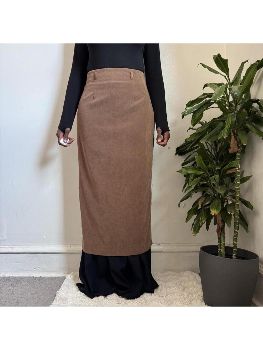 Vintage Wildlife Sportswear Faux Suede midi Skirt size 8